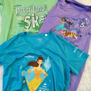 RunDisney Princess 10K & 5K Run T-Shirts - Green, Purple, Blue - Bundle Set of 3